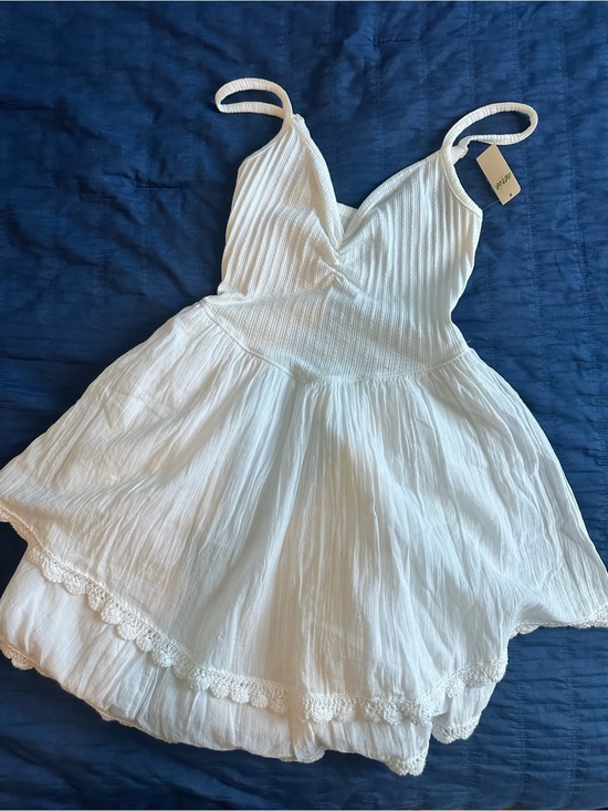 aerie Dresses & Skirts - NWT Aerie White Mini Dress with Crochet Trim